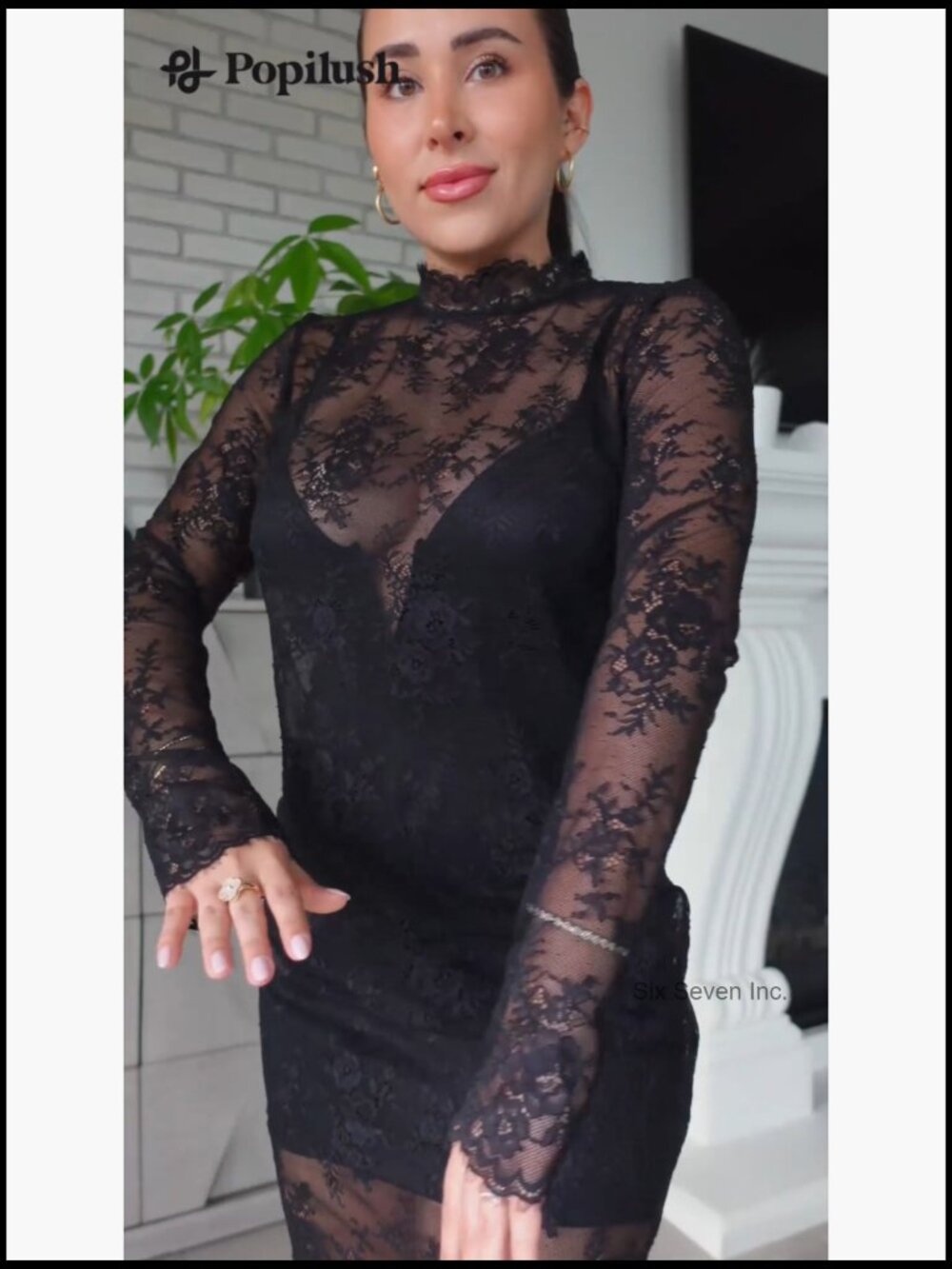 Lace Long Sleeve Bodycon Dress with Built-in Shapewear - Picture 7 of 7
